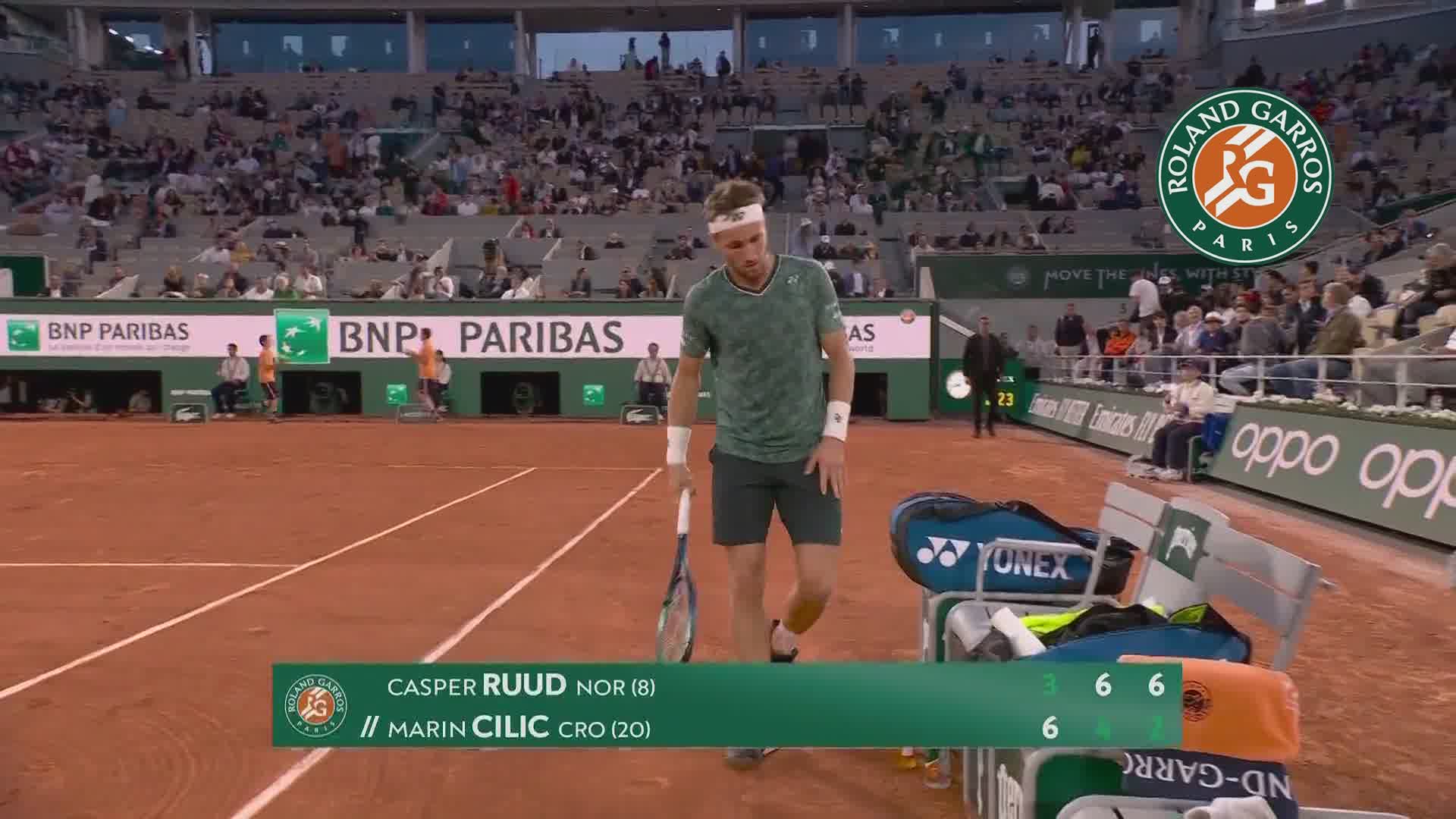 Watch Set Point! BacktoBack Set Wins For Ruud Over Cilic, Leads 21